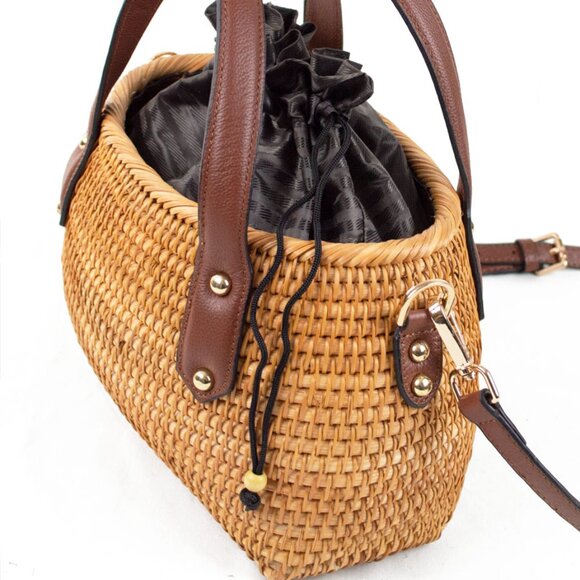 Pulicati Handmade Women Bag 2 Handled Basket Sinch Bag - Picture 7 of 10
